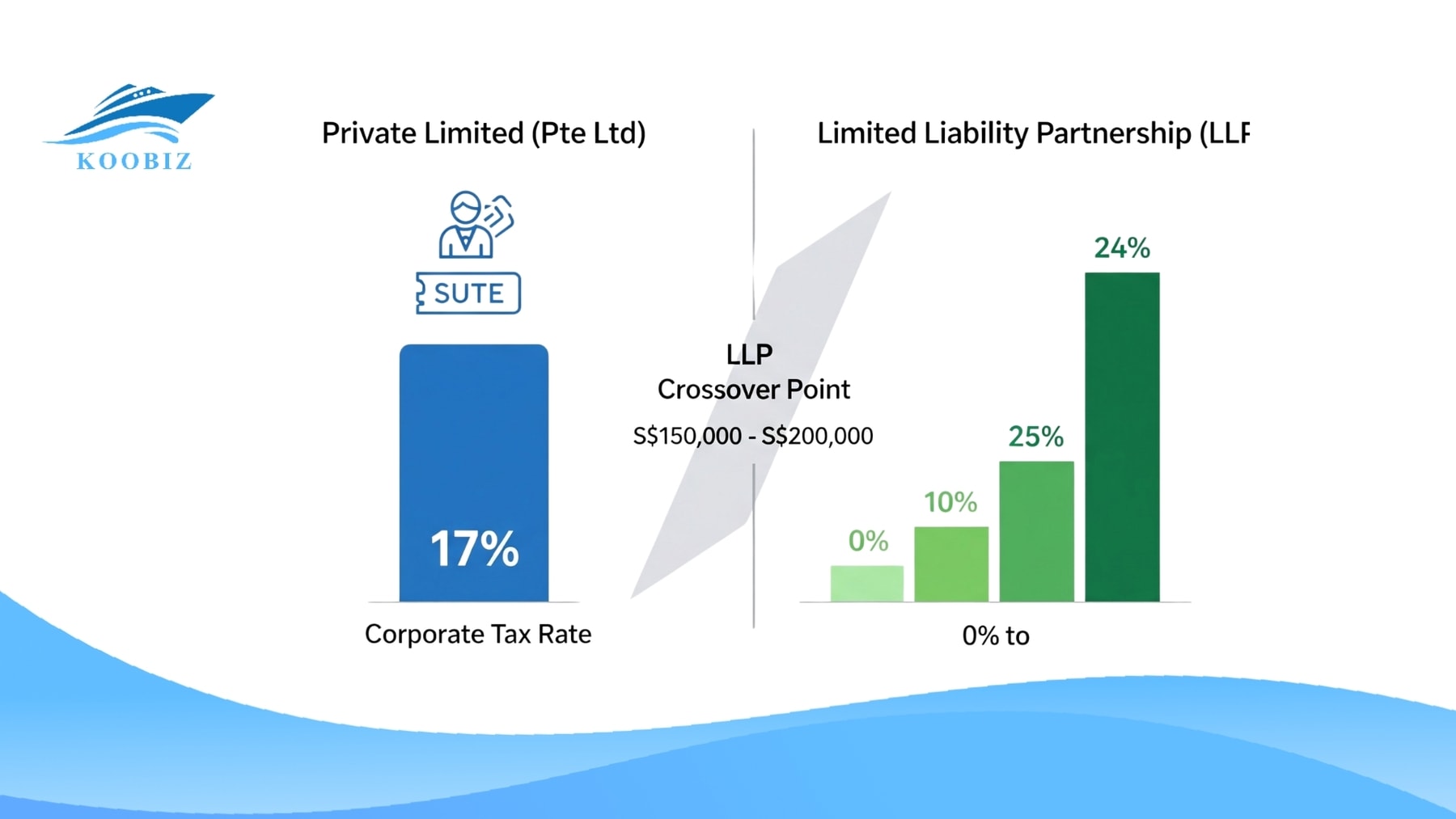 Comparison of Pte Ltd (17%) and LLP (0%-24%) taxes