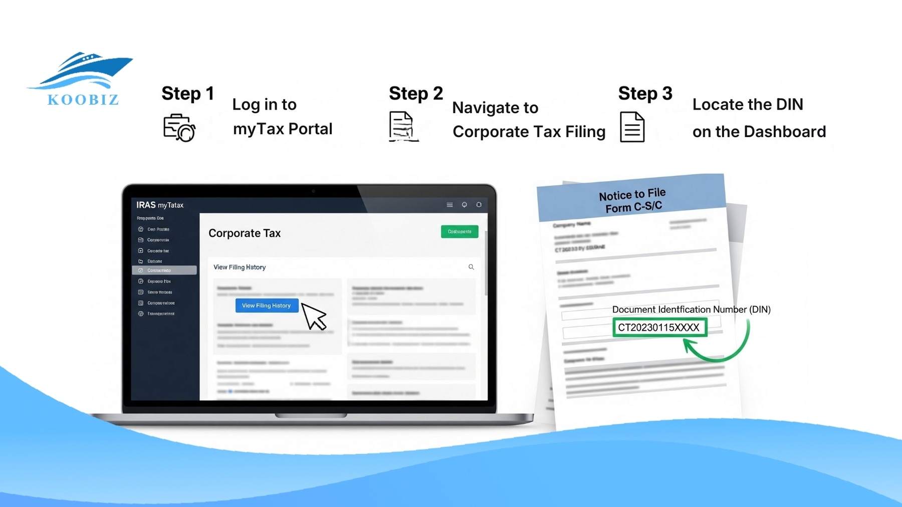 Find IRAS DIN on myTax Portal Notice