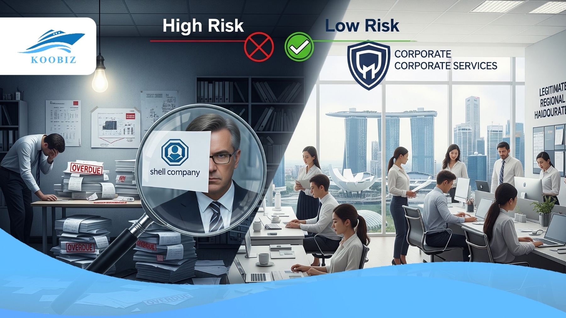 High-risk shell company versus legitimate headquarters High-risk shell company versus legitimate headquarters