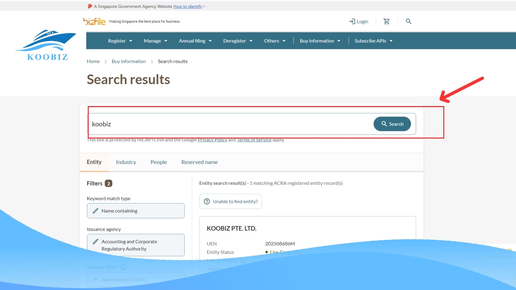 Using the ACRA BizFile+ Portal Using the ACRA BizFile+ Portal